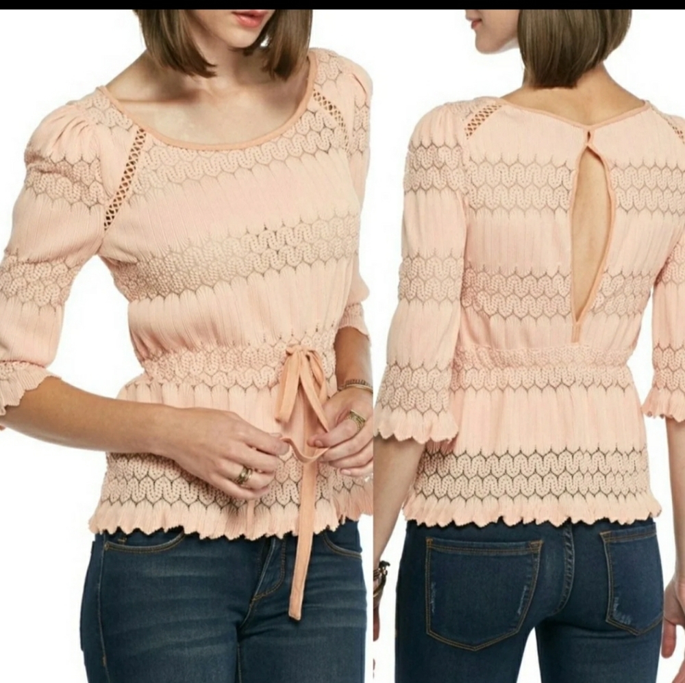 Free people Knit top with sheer crochet detail sz s - Picture 11 of 11